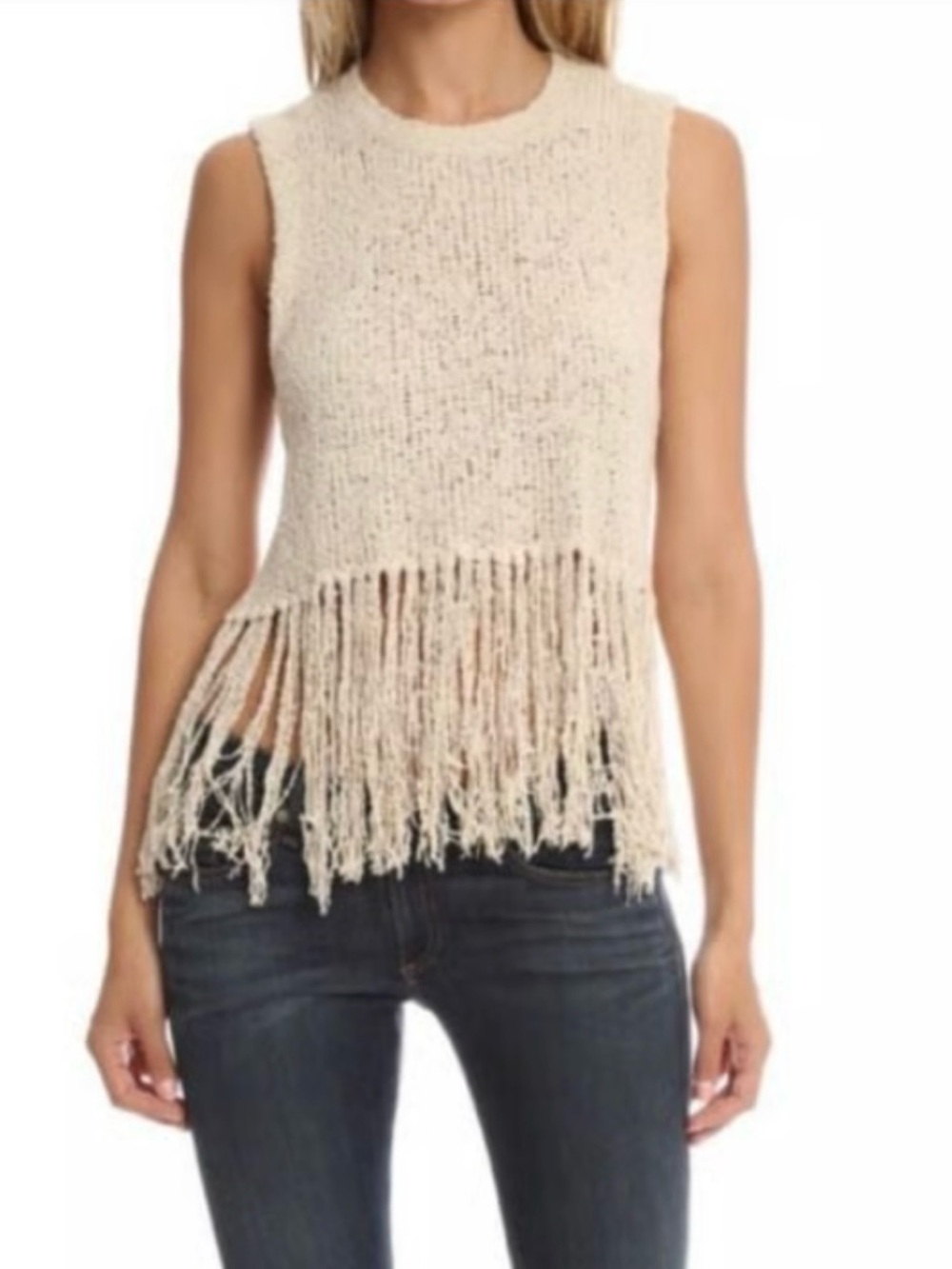 A.L.C. 'Dylan' fringe bottom silk blend knit nubby textured knit sleeveless top